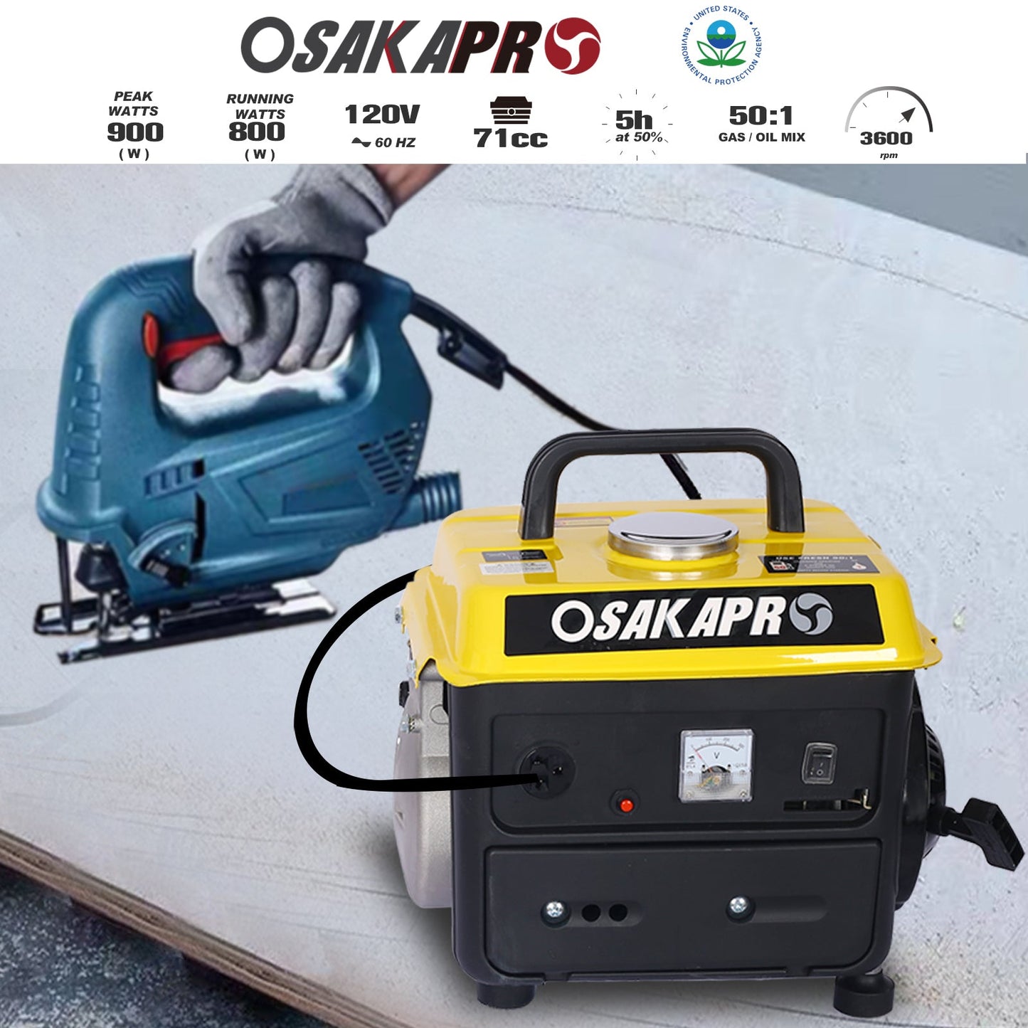 Portable Low Noise Gas Generator Steel Frame for Home Use
