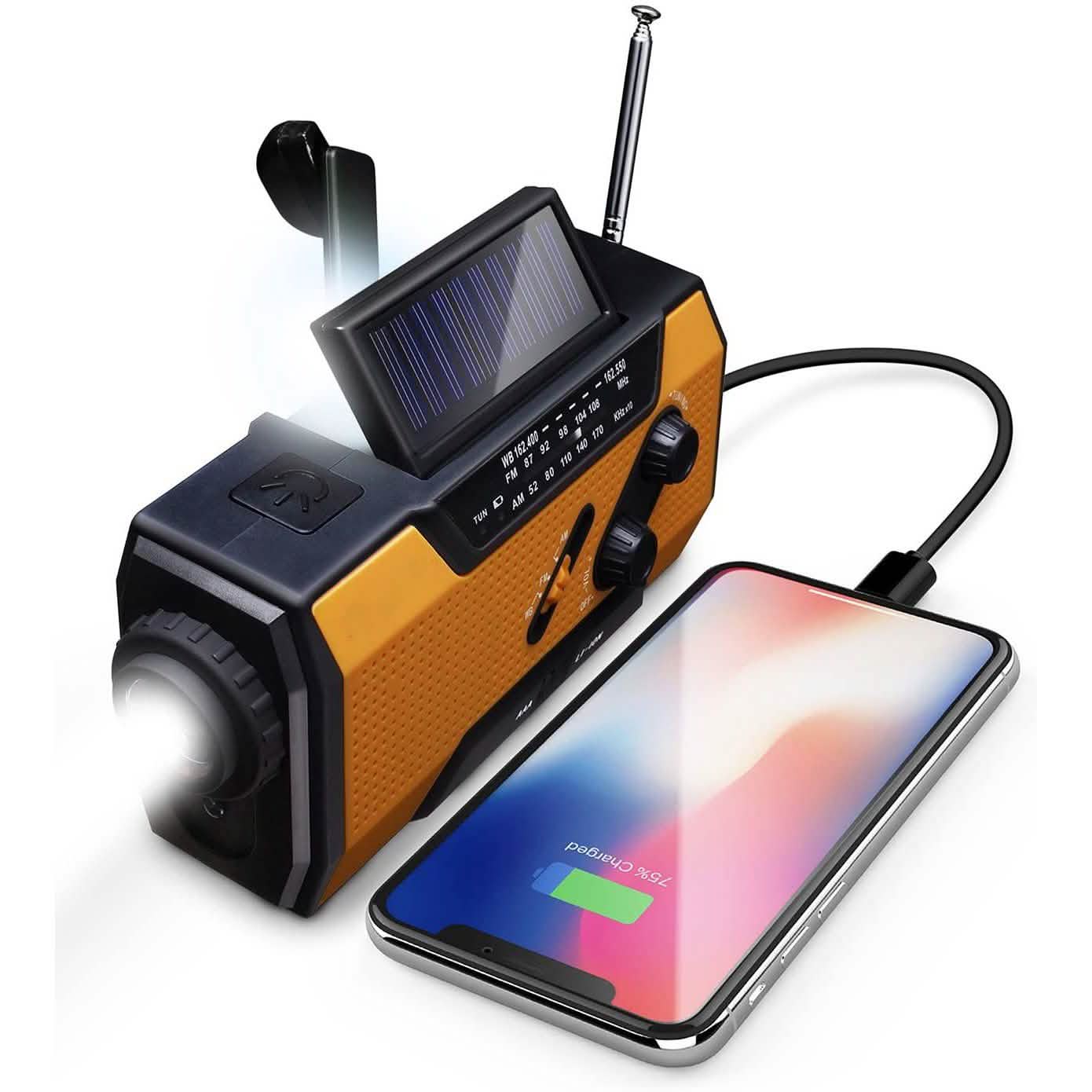 2000mAh NOAA Emergency Weather Radio Solar Power Bank Charger