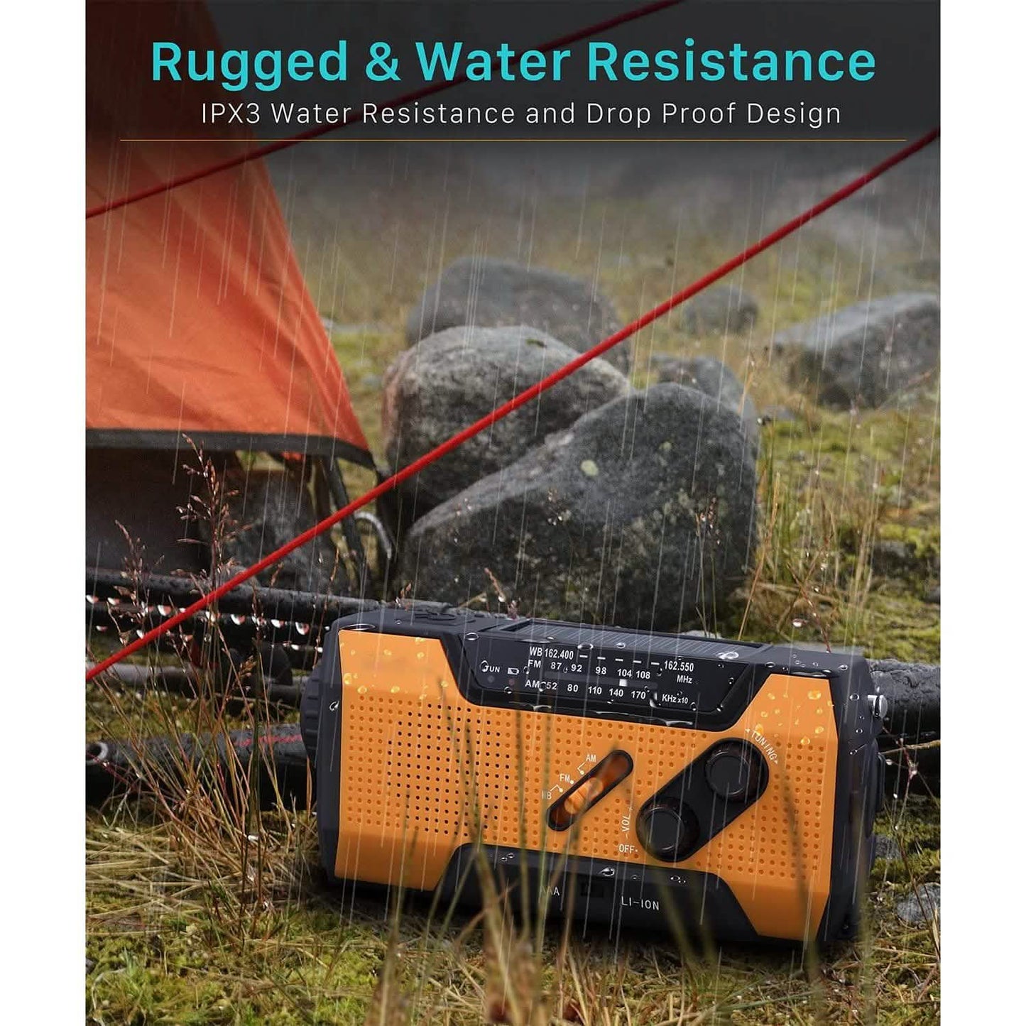 2000mAh NOAA Emergency Weather Radio Solar Power Bank Charger