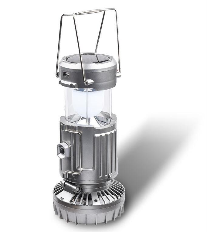 Portable LED Camping Lantern with Fan Solar Rechargeable Outdoor