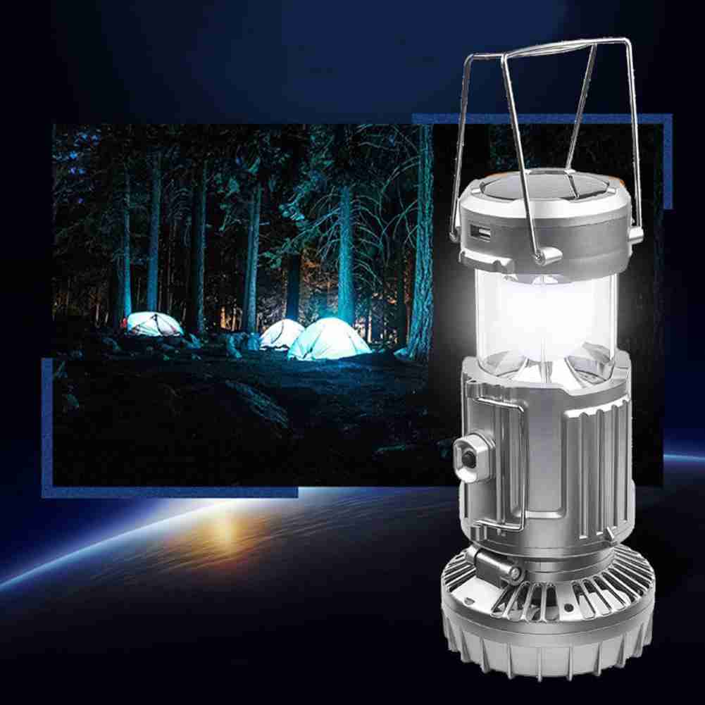 Portable LED Camping Lantern with Fan Solar Rechargeable Outdoor