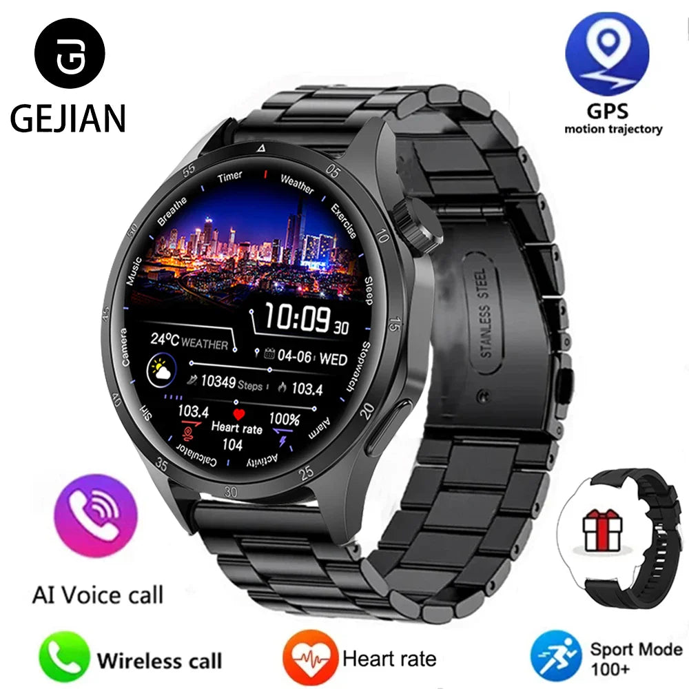2025 Men GPS Smartwatch AMOLED Bluetooth Call NFC Waterproof