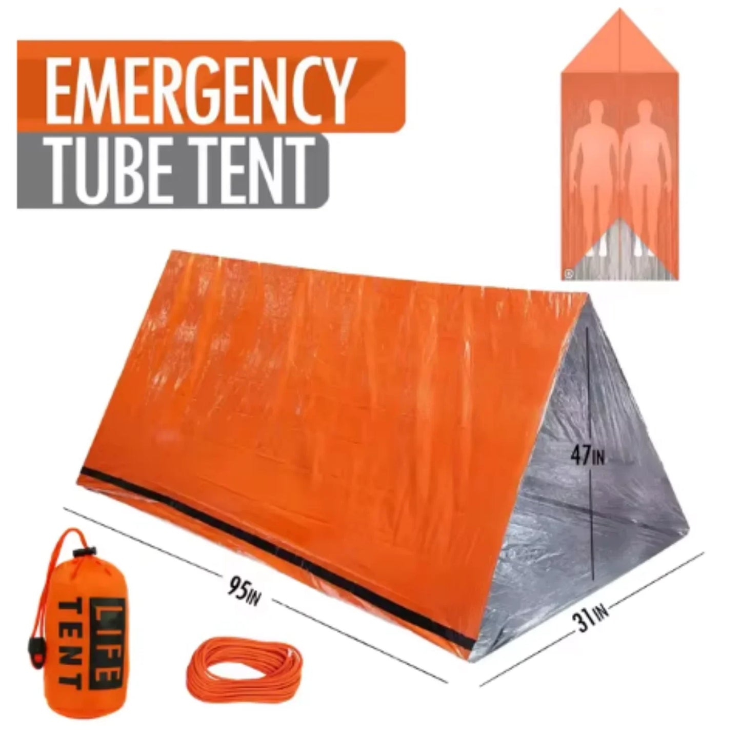 2 Person Emergency Tent Waterproof Camping Travel Shelter Gear