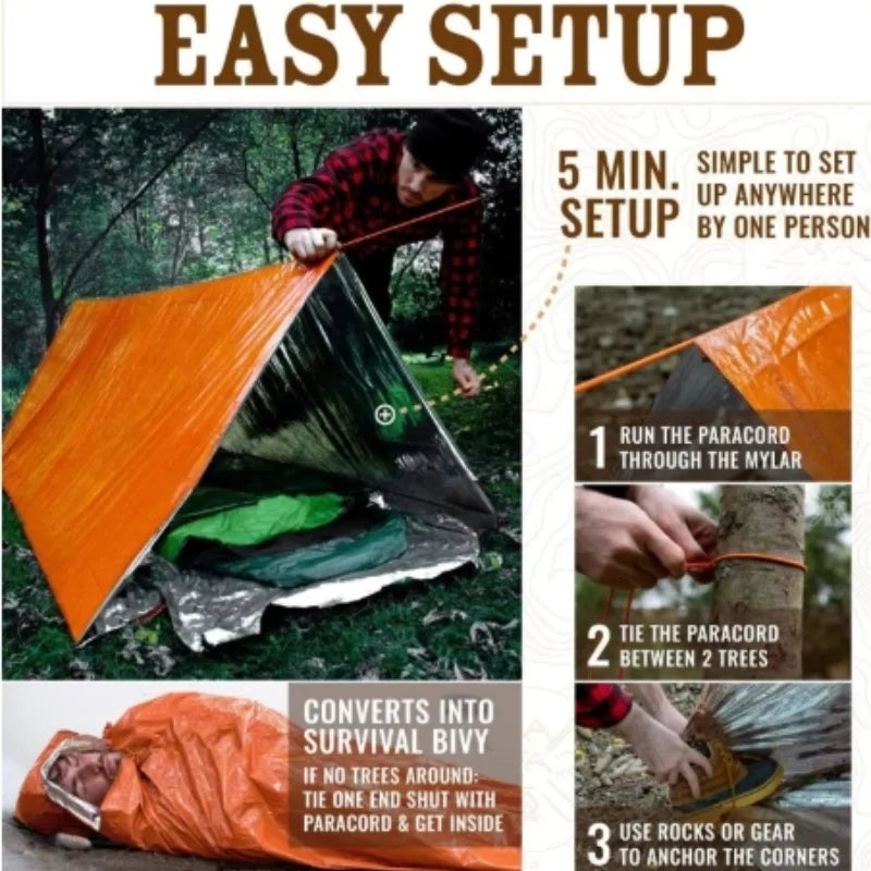 2 Person Emergency Tent Waterproof Camping Travel Shelter Gear