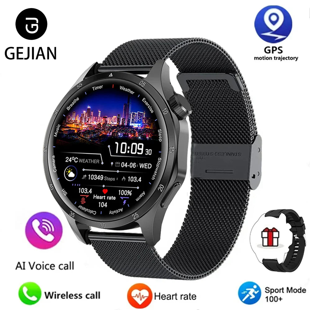 2025 Men GPS Smartwatch AMOLED Bluetooth Call NFC Waterproof