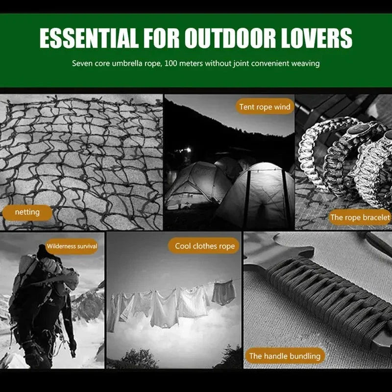 7 Core 550 Paracord Rope 4mm Polyester Survival Camping