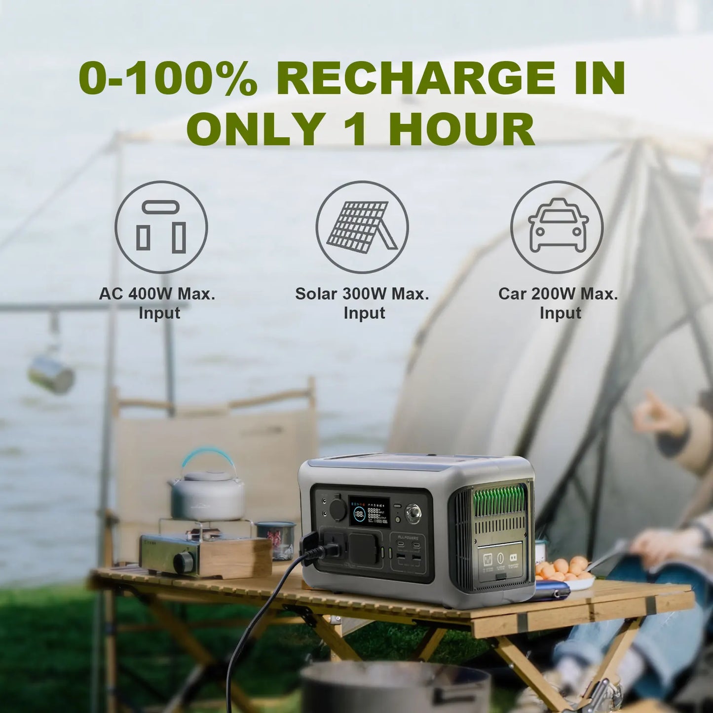 Portable Power Station R600 299Wh LiFePO4 Battery Dual AC
